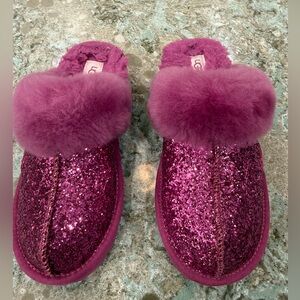 Ugg Cozy Ll Scuff Kids Magenta Glitter Slippers Size Kids 5